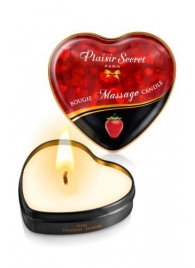 Массажная свеча с ароматом клубники Bougie Massage Candle - 35 мл. - Plaisir Secret - купить с доставкой в Омске