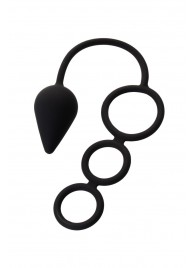 Тройное эрекционное кольцо с анальным хвостом Drop M-size - Erotist Adult Toys - в Омске купить с доставкой