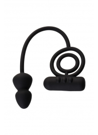 Чёрное эрекционное кольцо с вибропулькой и анальным хвостом - Erotist Adult Toys - в Омске купить с доставкой