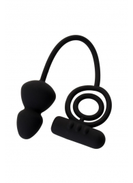 Чёрное эрекционное кольцо с вибростимулятором и анальным хвостом - Erotist Adult Toys - в Омске купить с доставкой