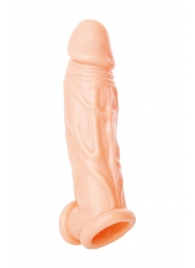 Телесная насадка на пенис с фиксацией мошонки - 18,5 см. - ToyFa - в Омске купить с доставкой