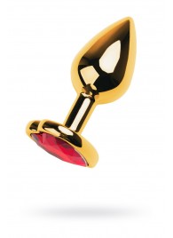 Золотистая анальная пробка с кристаллом-сердцем - 7,5 см. - ToyFa - купить с доставкой в Омске