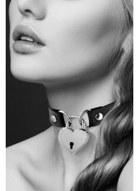 Черный чокер с замком в форме сердца - Bijoux Pour Toi - купить с доставкой в Омске
