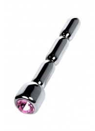 Серебристый уретральный плаг со стразом - 7 см. - ToyFa - купить с доставкой в Омске