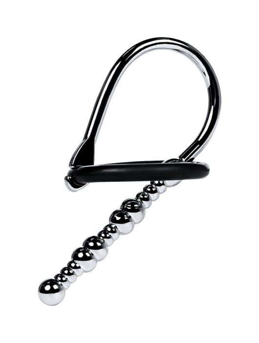 Серебристый уретральный плаг-бусины TOYFA Metal с мягким фиксириющим кольцом - ToyFa - купить с доставкой в Омске