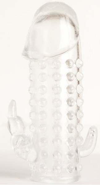 Гелевая прозрачная насадка с 2 отростками - 13 см. - Toyfa Basic - в Омске купить с доставкой