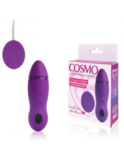 Фиолетовое виброяйцо Cosmo с пультом управления на проводе - Cosmo