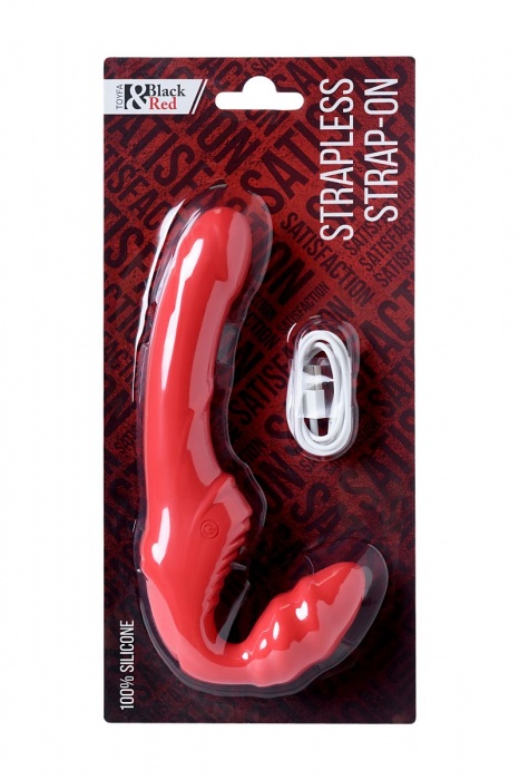 Красный безремневой страпон с вибрацией - ToyFa - купить с доставкой в Омске