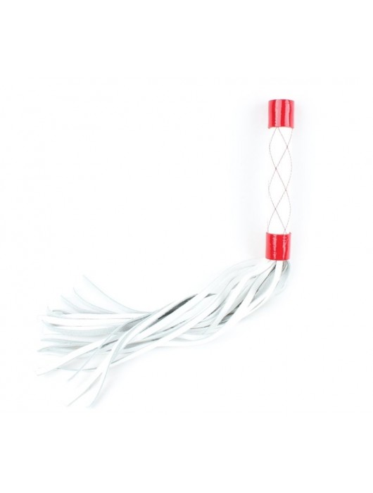 Бело-красная плеть средней длины с ручкой - 44 см. - БДСМ Арсенал - купить с доставкой в Омске