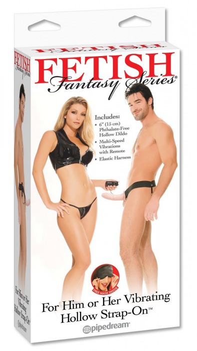 Полый страпон унисекс телесного цвета с вибрацией For Him or Her ​Vibrating Hollow Strap-On - 15 см. - Pipedream - купить с доставкой в Омске