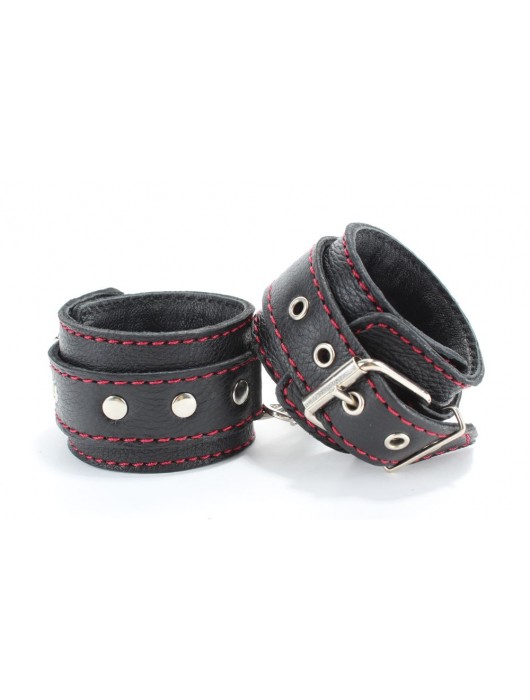 Черный бондажный набор с красной строчкой - БДСМ Арсенал - купить с доставкой в Омске