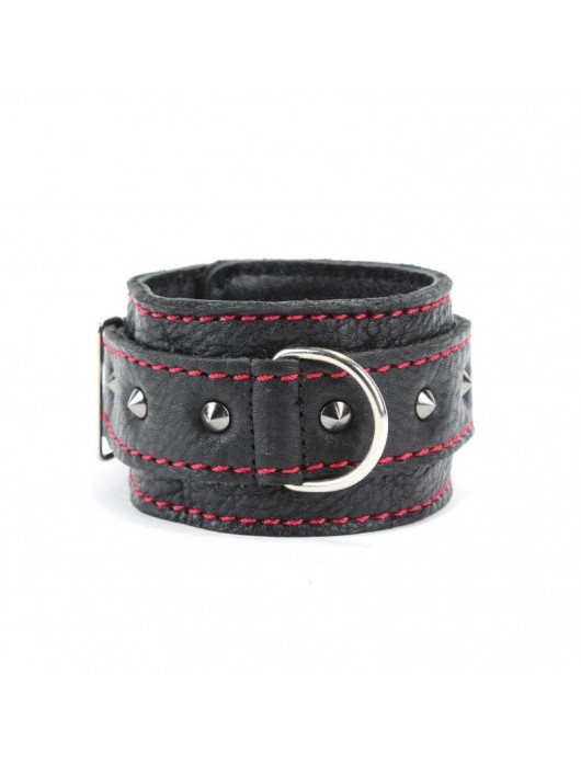 Черные оковы с шипами и контрастной строчкой - БДСМ Арсенал - купить с доставкой в Омске