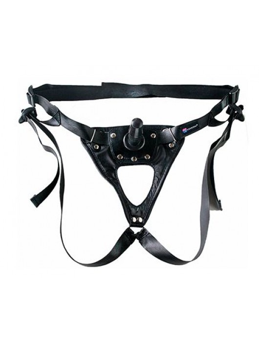 Черный пояс-трусики с насадкой  Soft-Принц  - 17 см. - LOVETOY (А-Полимер) - купить с доставкой в Омске