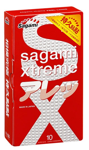 Утолщенные презервативы Sagami Xtreme Feel Long с точками - 10 шт. - Sagami - купить с доставкой в Омске