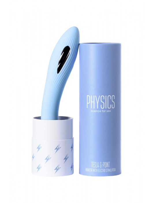 Голубой силиконовый вибратор с электростимуляцией TESLA G-POINT - 21 см. - ToyFa - купить с доставкой в Омске
