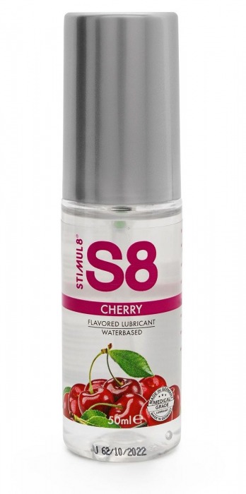 Смазка на водной основе S8 Flavored Lube со вкусом вишни - 50 мл. - Stimul8 - купить с доставкой в Омске