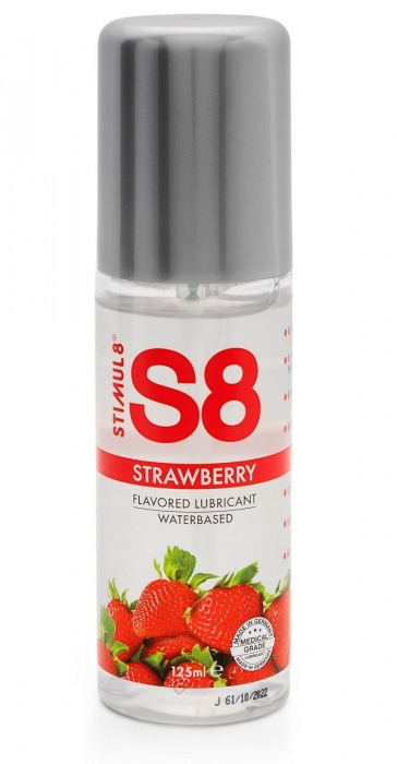 Смазка на водной основе S8 Flavored Lube со вкусом клубники - 125 мл. - Stimul8 - купить с доставкой в Омске