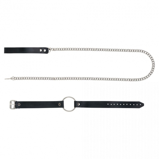 Черный поводок и чокер с кольцом Rada - Rebelts - купить с доставкой в Омске