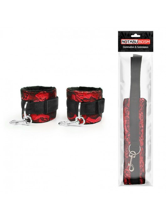 Красно-черные наручники с карабинами - Notabu - купить с доставкой в Омске