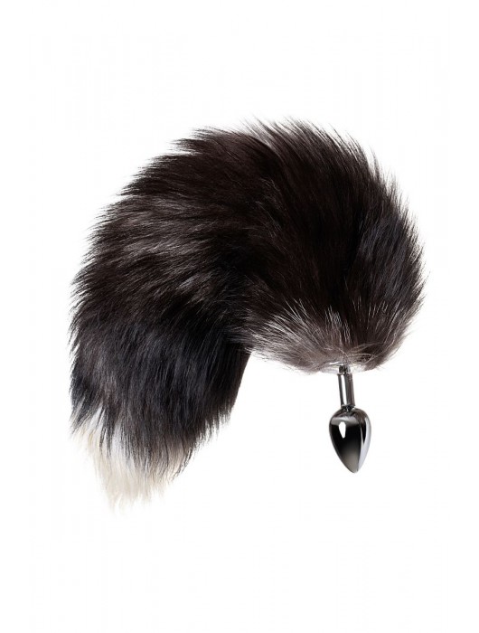 Серебристая металлическая анальная втулка с хвостом чернобурой лисы - размер S - ToyFa - купить с доставкой в Омске