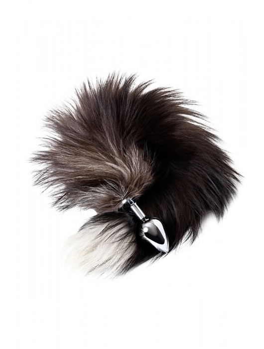 Серебристая металлическая анальная втулка с хвостом чернобурой лисы - размер S - ToyFa - купить с доставкой в Омске