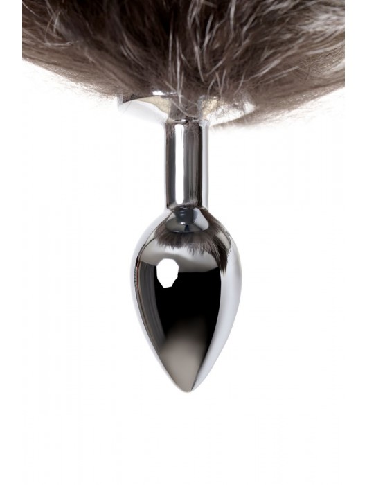 Серебристая металлическая анальная втулка с хвостом чернобурой лисы - размер S - ToyFa - купить с доставкой в Омске