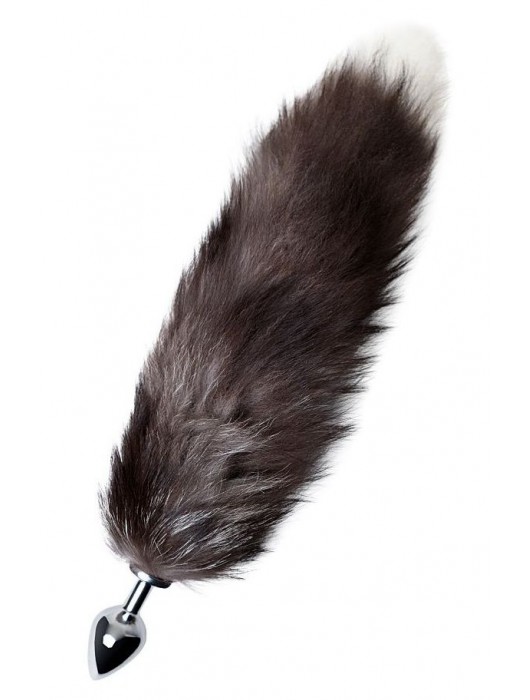 Серебристая металлическая анальная втулка с хвостом чернобурой лисы - размер S - ToyFa - купить с доставкой в Омске