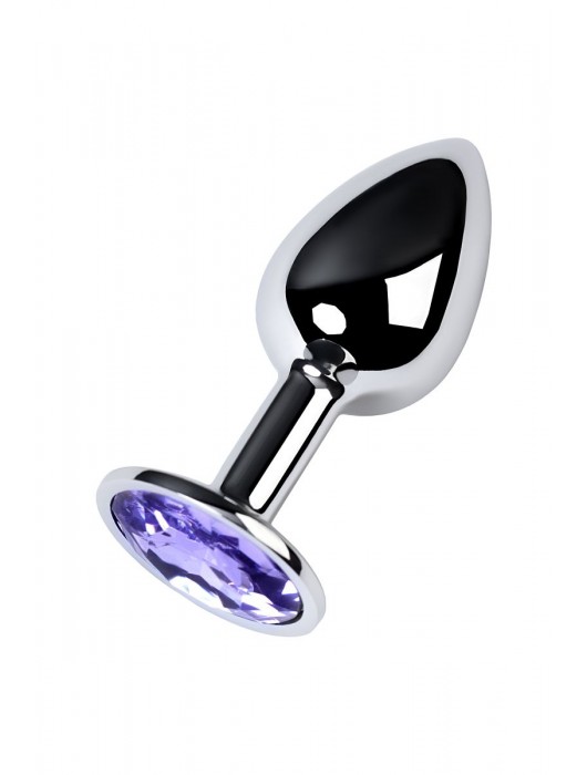 Серебристая конусовидная анальная пробка с фиолетовым кристаллом - 7 см. - ToyFa - купить с доставкой в Омске