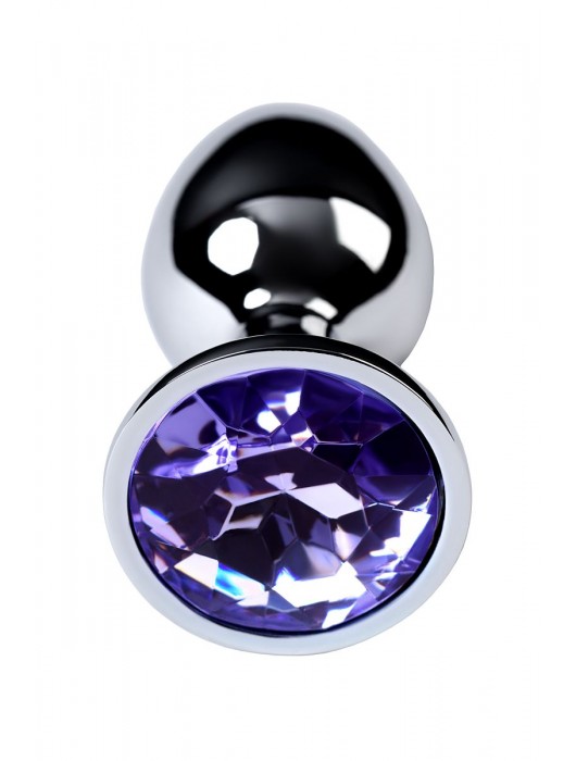 Серебристая конусовидная анальная пробка с фиолетовым кристаллом - 7 см. - ToyFa - купить с доставкой в Омске
