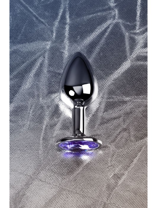 Серебристая конусовидная анальная пробка с фиолетовым кристаллом - 7 см. - ToyFa - купить с доставкой в Омске