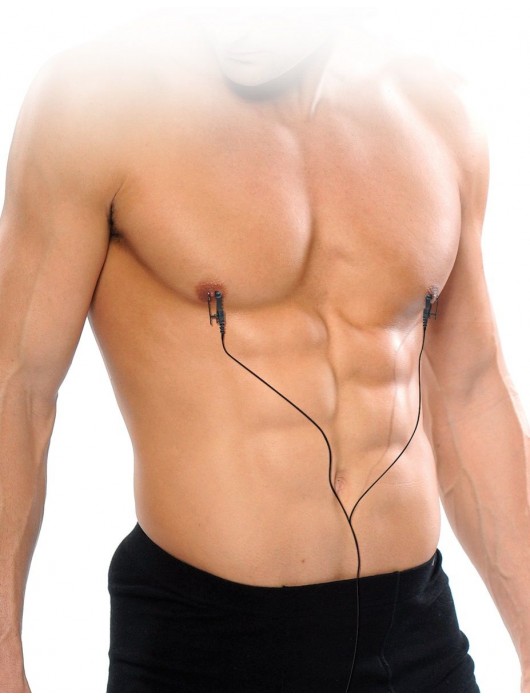 Черные электрические зажимы для сосков Shock Therapy Nipple Clamps - Pipedream - купить с доставкой в Омске