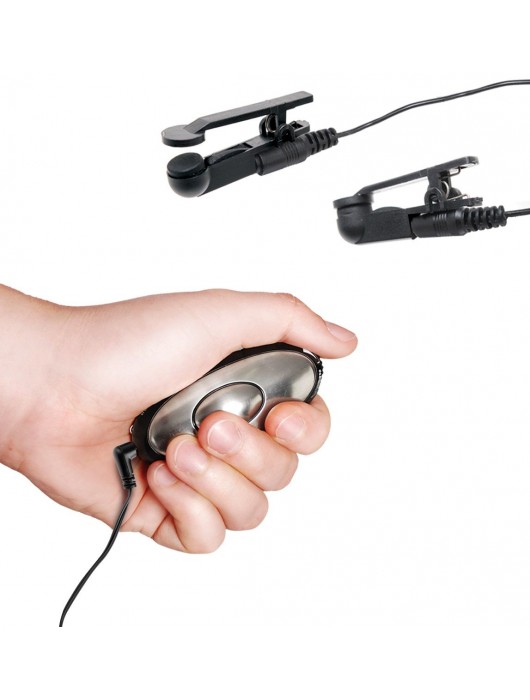 Черные электрические зажимы для сосков Shock Therapy Nipple Clamps - Pipedream - купить с доставкой в Омске