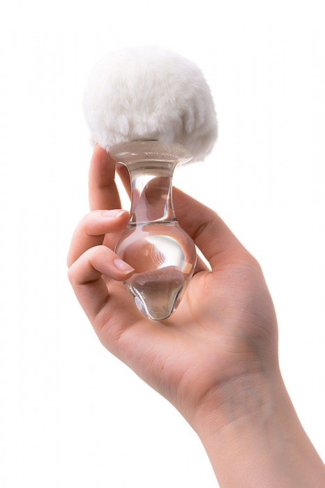 Стеклянная анальная втулка с хвостиком - 9,5 см. - Sexus - купить с доставкой в Омске