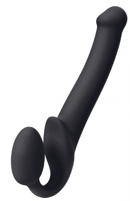 Черный безремневой страпон Silicone Bendable Strap-On M - Strap-on-me - купить с доставкой в Омске