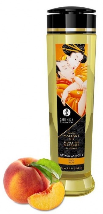 Массажное масло для тела с ароматом персика Stimulation - 240 мл. - Shunga - купить с доставкой в Омске