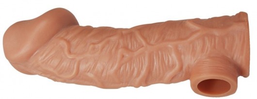 Телесная насадка на фаллос с отверстием для мошонки EXTREME SLEEVE - 17,6 см. - KOKOS - в Омске купить с доставкой