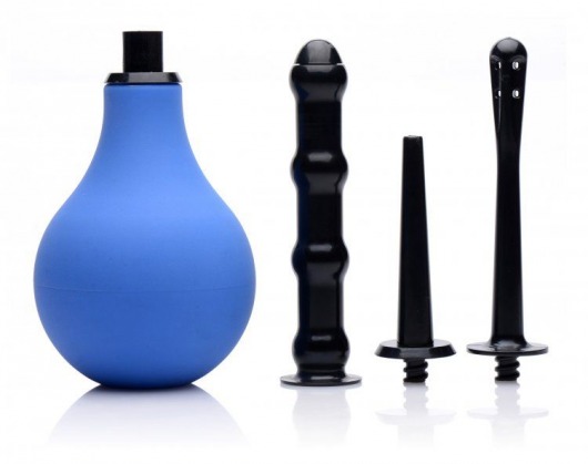 Анальный душ с 3 насадками Premium One-way Valve Anal Douche Set - XR Brands - купить с доставкой в Омске