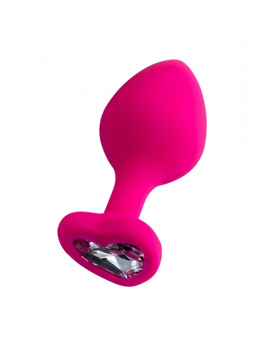 Розовая анальная втулка Diamond Heart с прозрачным кристаллом - 8 см. - ToyFa - купить с доставкой в Омске