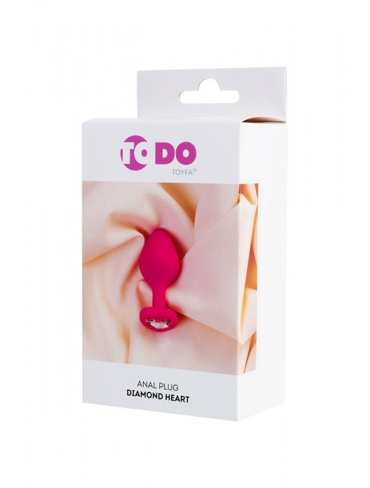Розовая анальная втулка Diamond Heart с прозрачным кристаллом - 8 см. - ToyFa - купить с доставкой в Омске