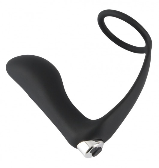Черное эрекционное кольцо с анальной вибропробкой Vibrating Ring   Plug - Orion - в Омске купить с доставкой