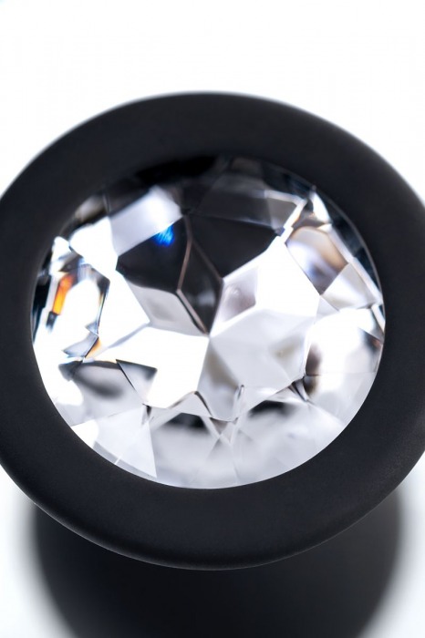 Черная анальная втулка с прозрачным стразом - 7,2 см. - POPO Pleasure - купить с доставкой в Омске