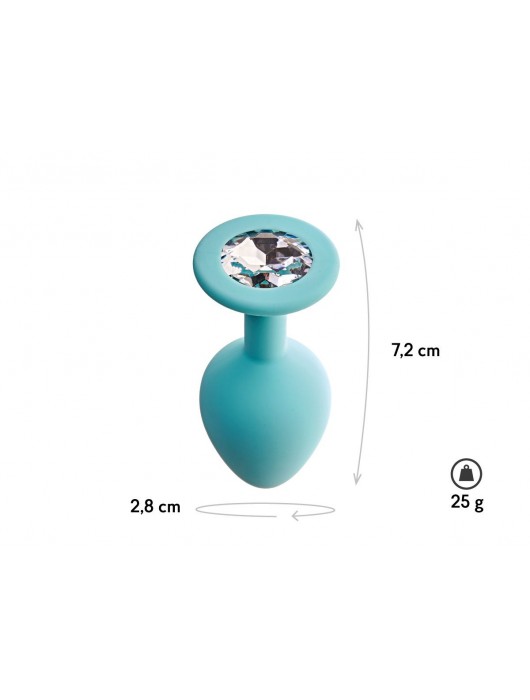 Аквамариновая анальная пробка с прозрачным кристаллом Gamma S - 7,2 см. - Le Frivole - купить с доставкой в Омске
