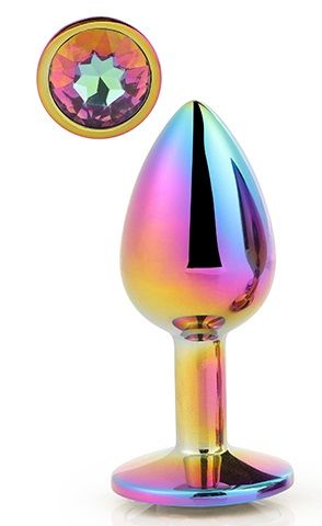 Голографическая анальная втулка с радужным кристаллом - 7,1 см. - Dream Toys - купить с доставкой в Омске