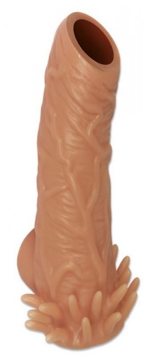Телесная насадка с усиками и открытой головкой Nude Sleeve L - 14 см. - KOKOS - в Омске купить с доставкой