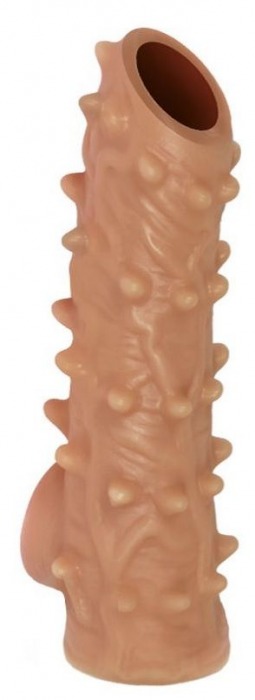 Телесная насадка с шипами и открытой головкой Nude Sleeve M - 12 см. - KOKOS - в Омске купить с доставкой