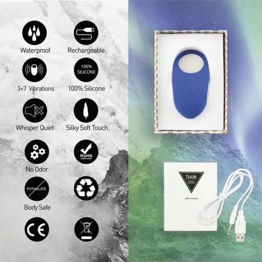 Синее кольцо с вибрацией Thor Cockring - FeelzToys - в Омске купить с доставкой