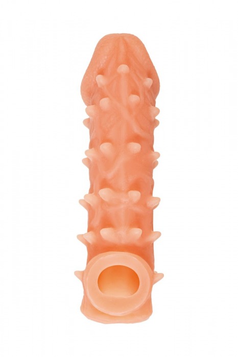Телесная закрытая насадка с пупырышками Cock Sleeve Size M - 15,6 см. - KOKOS - в Омске купить с доставкой