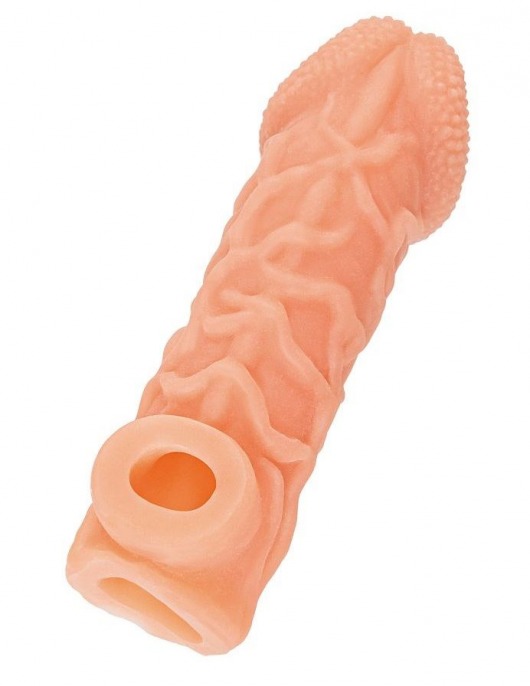 Телесная закрытая насадка с венками Cock Sleeve Size S - 13,8 см. - KOKOS - в Омске купить с доставкой