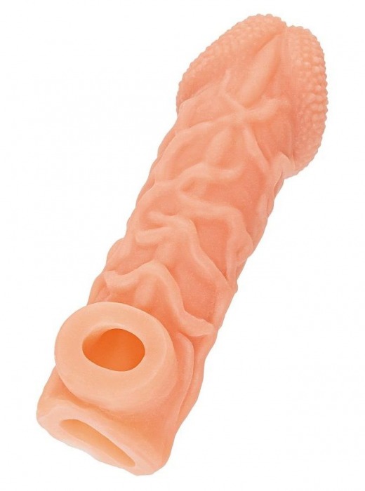 Телесная закрытая насадка с венками Cock Sleeve Size M - 15,6 см. - KOKOS - в Омске купить с доставкой