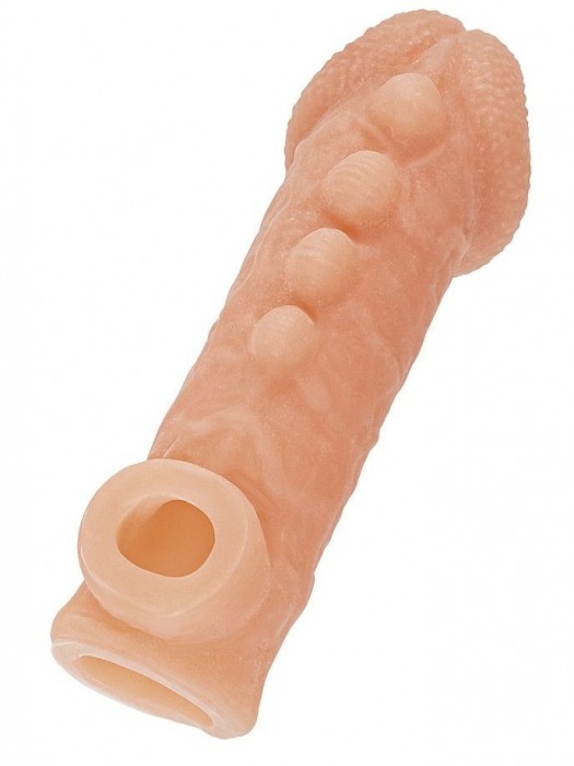 Телесная закрытая насадка с шишечками Cock Sleeve Size M - 15,6 см. - KOKOS - в Омске купить с доставкой